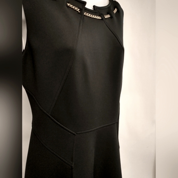 Ivanka Trump Classic Black Dress Fit & Flare Gold Chain Detail Size 12 - Picture 8 of 11